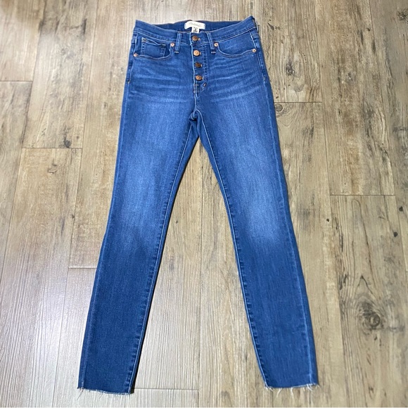 Madewell 9" Mid-Rise Skinny Open Button Fly Roller Jeans Women's Size 25 - Picture 1 of 11